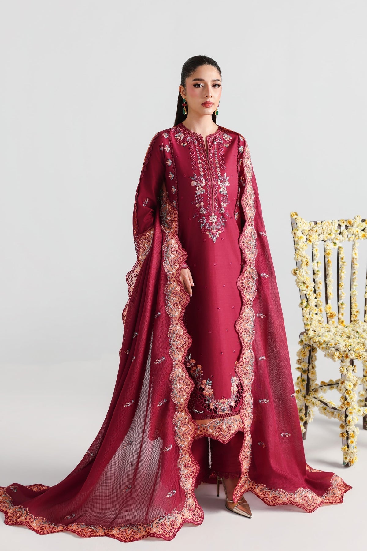 Akbar Aslam | Elan Luxury Lawn 26 | Mehrunissa - Luxury Dress - available at Maria Faisal in UK and USA.