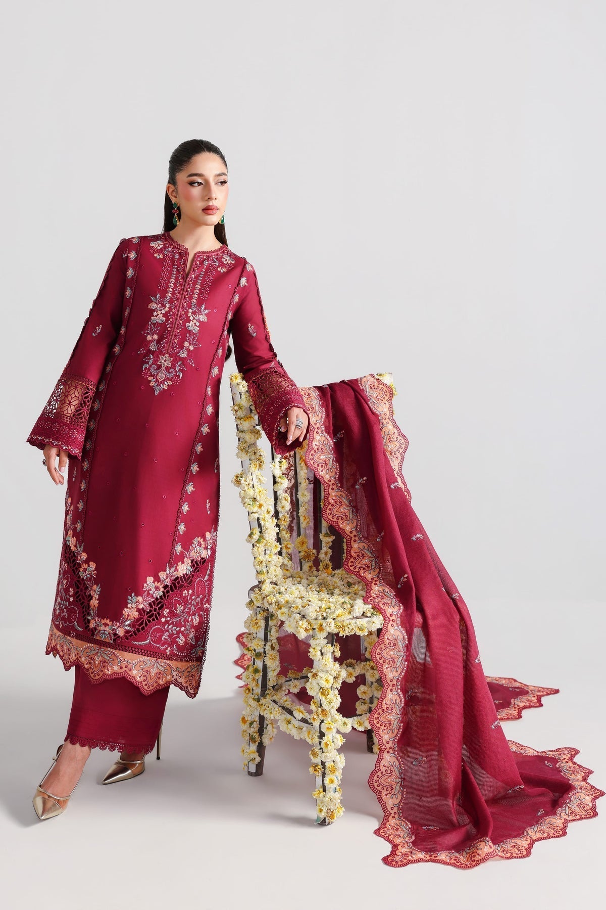 Akbar Aslam | Elan Luxury Lawn 26 | Mehrunissa - Luxury Dress - available at Maria Faisal in UK and USA.
