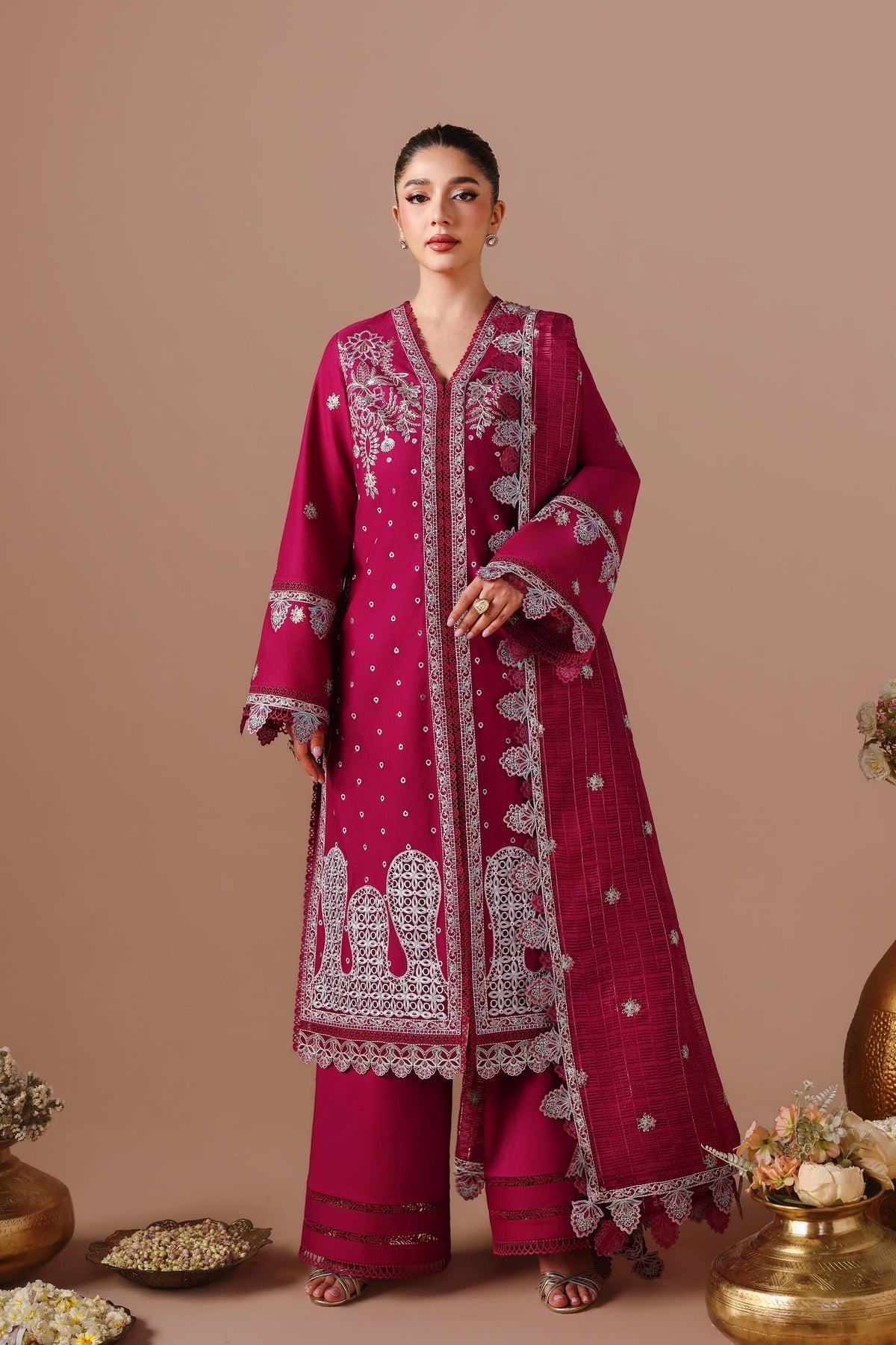 Akbar Aslam | Elan Luxury Lawn 26 | Marjaan - Luxury Dress - available at Maria Faisal in UK and USA.