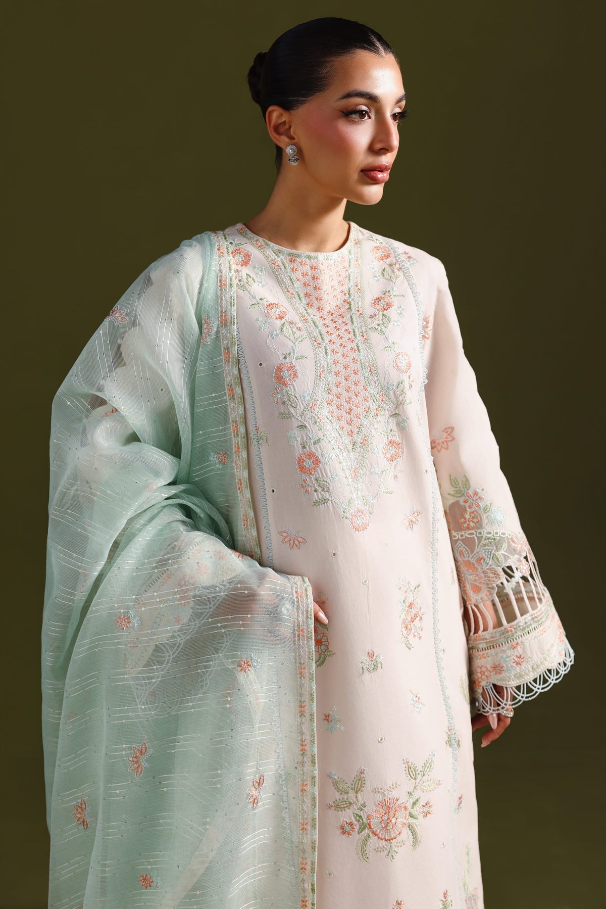 Akbar Aslam | Elan Luxury Lawn 26 | Naazi - Luxury Dress - available at Maria Faisal in UK and USA.
