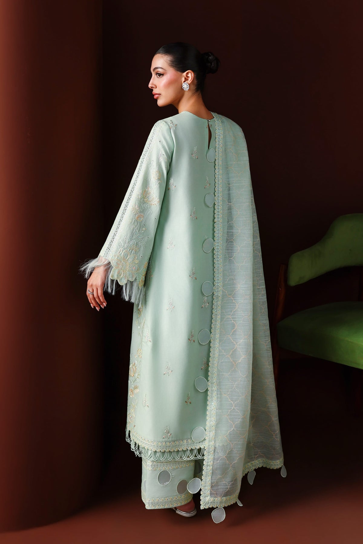 Akbar Aslam | Elan Luxury Lawn 26 | Qamari - Luxury Dress - available at Maria Faisal in UK and USA.