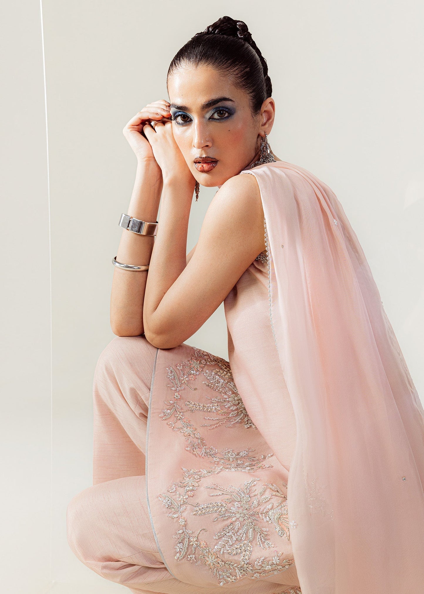 Mahum Asad | The Sirens | Blushed Halo - Formal Dress - available at Maria Faisal in UK and USA.