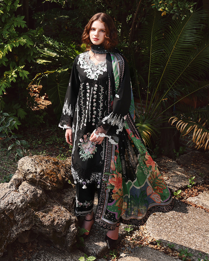Mushq | The Secret Garden Lawn | Nightshade Bloom - Luxury Dress - available at Maria Faisal in UK and USA.