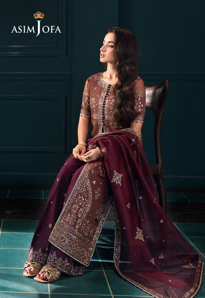 Asim Jofa | Lumiere Formals | AJLFC-08 EMBROIDERED JAVERIA NET - Formal Dress - available at Maria Faisal in UK and USA.