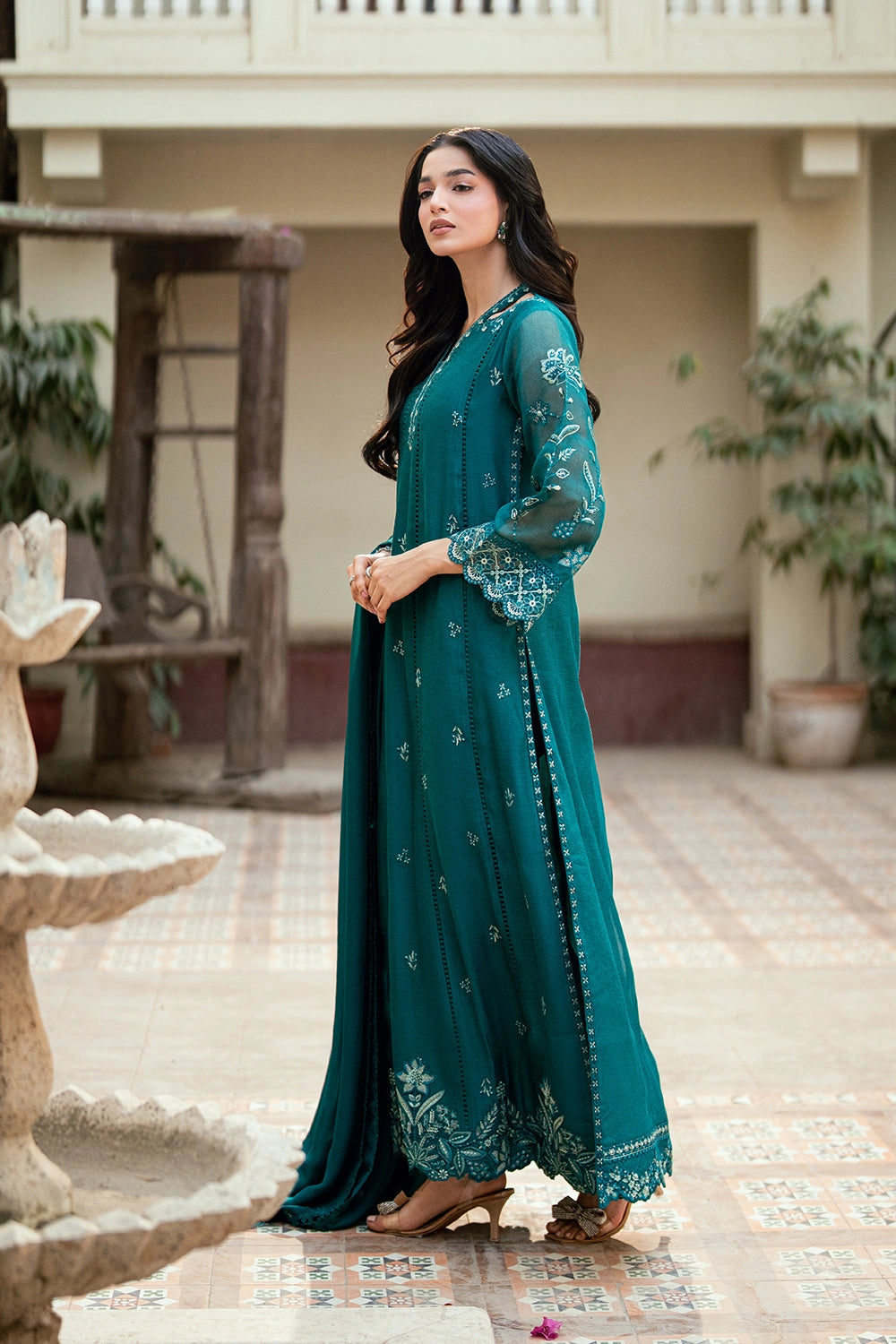Azure | Vogue Formals | Emerald Empress - Formal Dress - available at Maria Faisal in UK and USA.