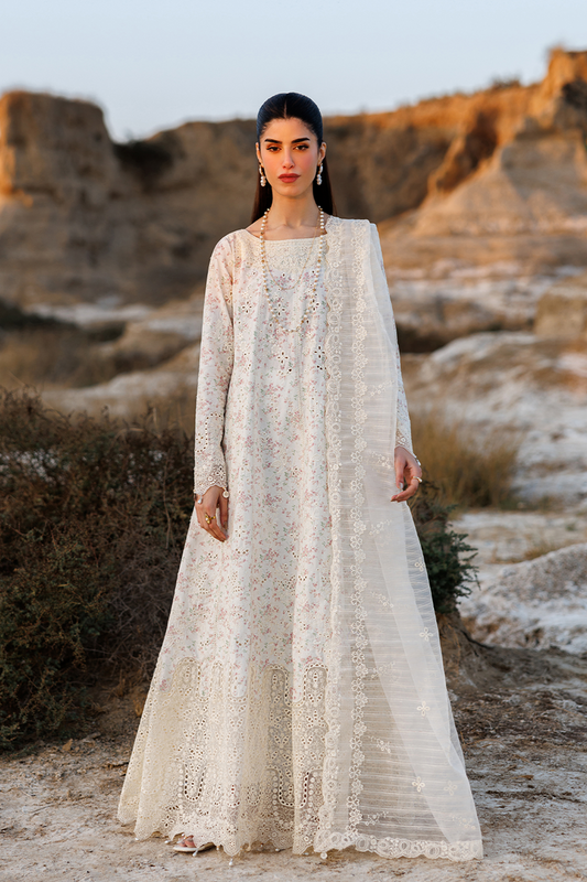 Emaan adeel | Sunlit Groove Luxury Lawn 26 | SUNKISSED - Luxury Dress - available at Maria Faisal in UK and USA.