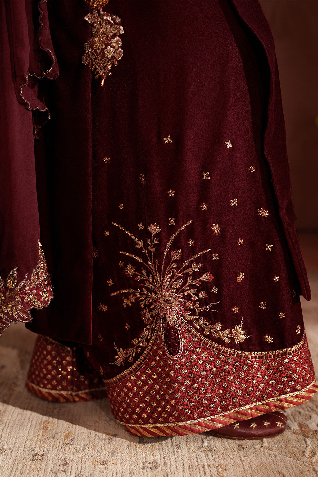 Iznik | Velvet 25 | IV-55 Embroidered Velvet - Formal Dress - available at Maria Faisal in UK and USA.