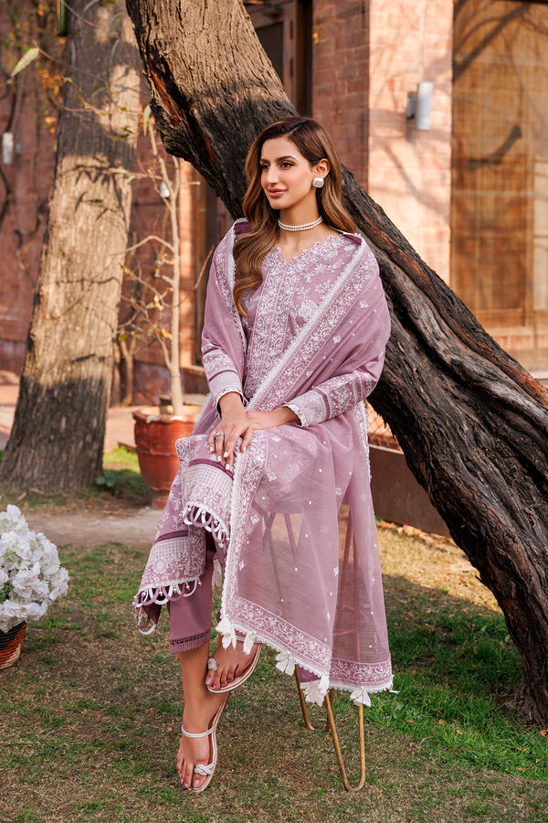 Farasha | Dastoor Embroidered Lawn SS24 | DAINTY LILAC - Waniyas