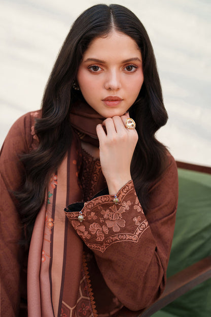 Farasha | Meline Premium Viscose 25 | Brown Clay - Luxury Dress - available at Maria Faisal in UK and USA.