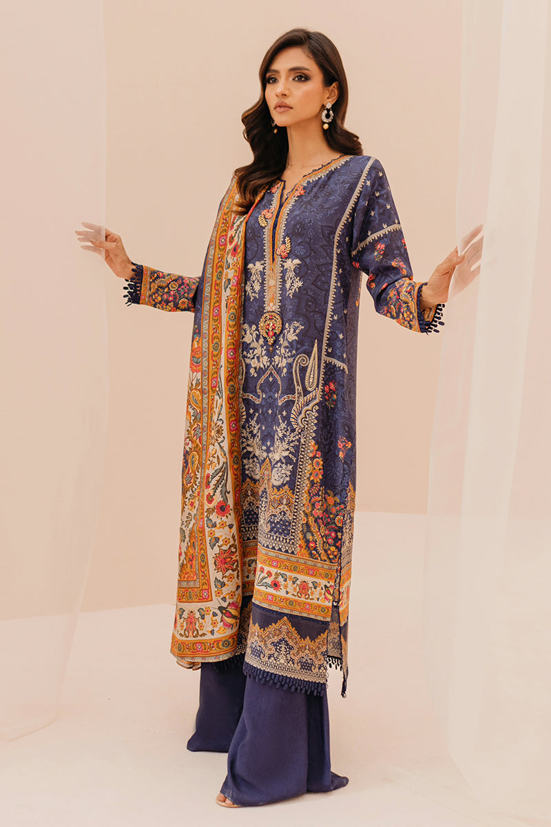 Mina Hasan | Signature Pret | Navy Garden - Luxury Dress - available at Maria Faisal in UK and USA.