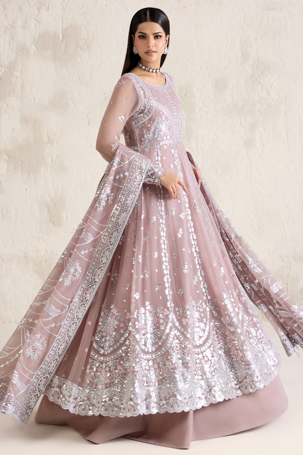 Farasha | Formals 26 | Mauve Pearl - Formal Dress - available at Maria Faisal in UK and USA.