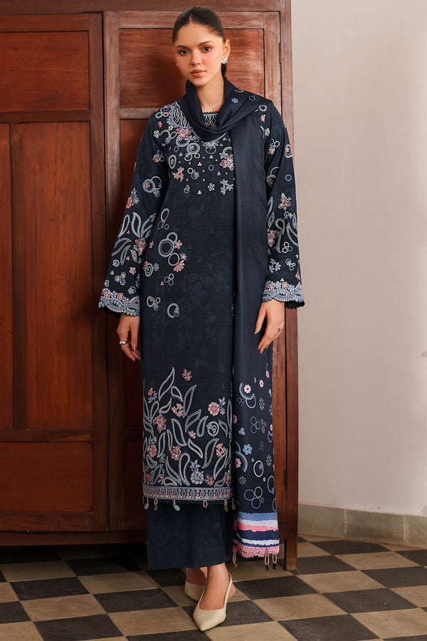 Farasha | Meline Premium Viscose 25 | Night Oak - Luxury Dress - available at Maria Faisal in UK and USA.