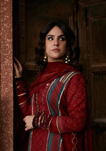 Kahf Premium | Prints Collection 26 | KPS-1A SURKH NOOR - Luxury Dress - available at Maria Faisal in UK and USA.