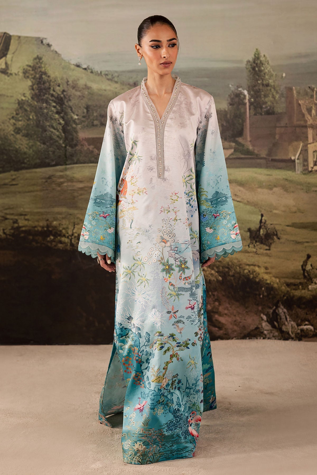 Nureh | Shades of Winter | NP-672 - Casual Dress - available at Maria Faisal in UK and USA.