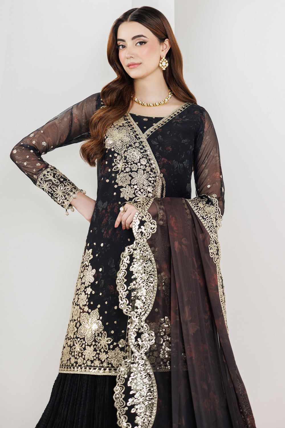 Farasha | Formals 26 | Raven Noir - Formal Dress - available at Maria Faisal in UK and USA.