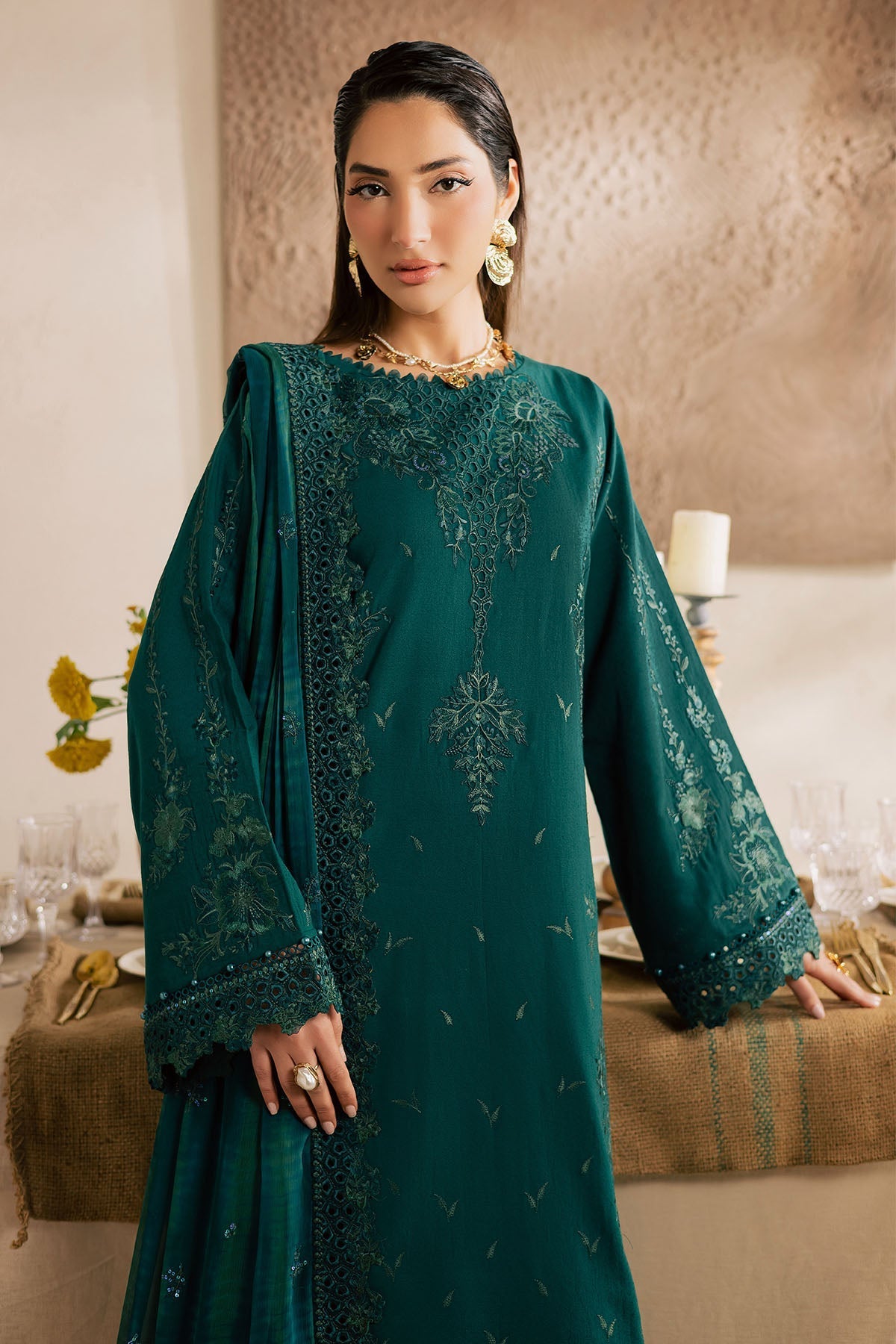 Nureh | Karandi Collection | NE-220 - Luxury Dress - available at Maria Faisal in UK and USA.