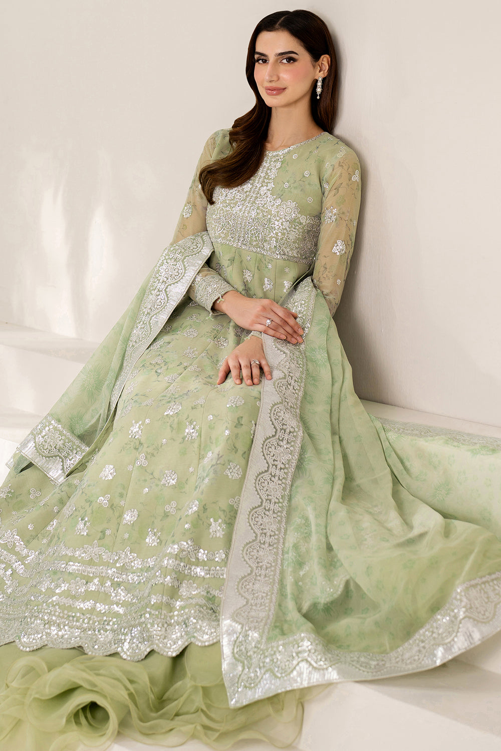 Farasha | Fiorella Formals | Sage Sparkle - Ladies Clothes - Maria Faisal