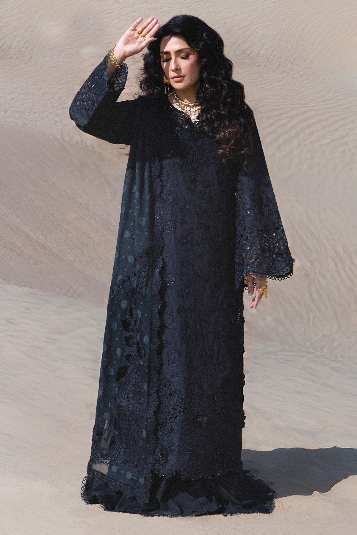 Nureh | Aman Luxe | Zahara NE-233 - Luxury Dress - available at Maria Faisal in UK and USA.