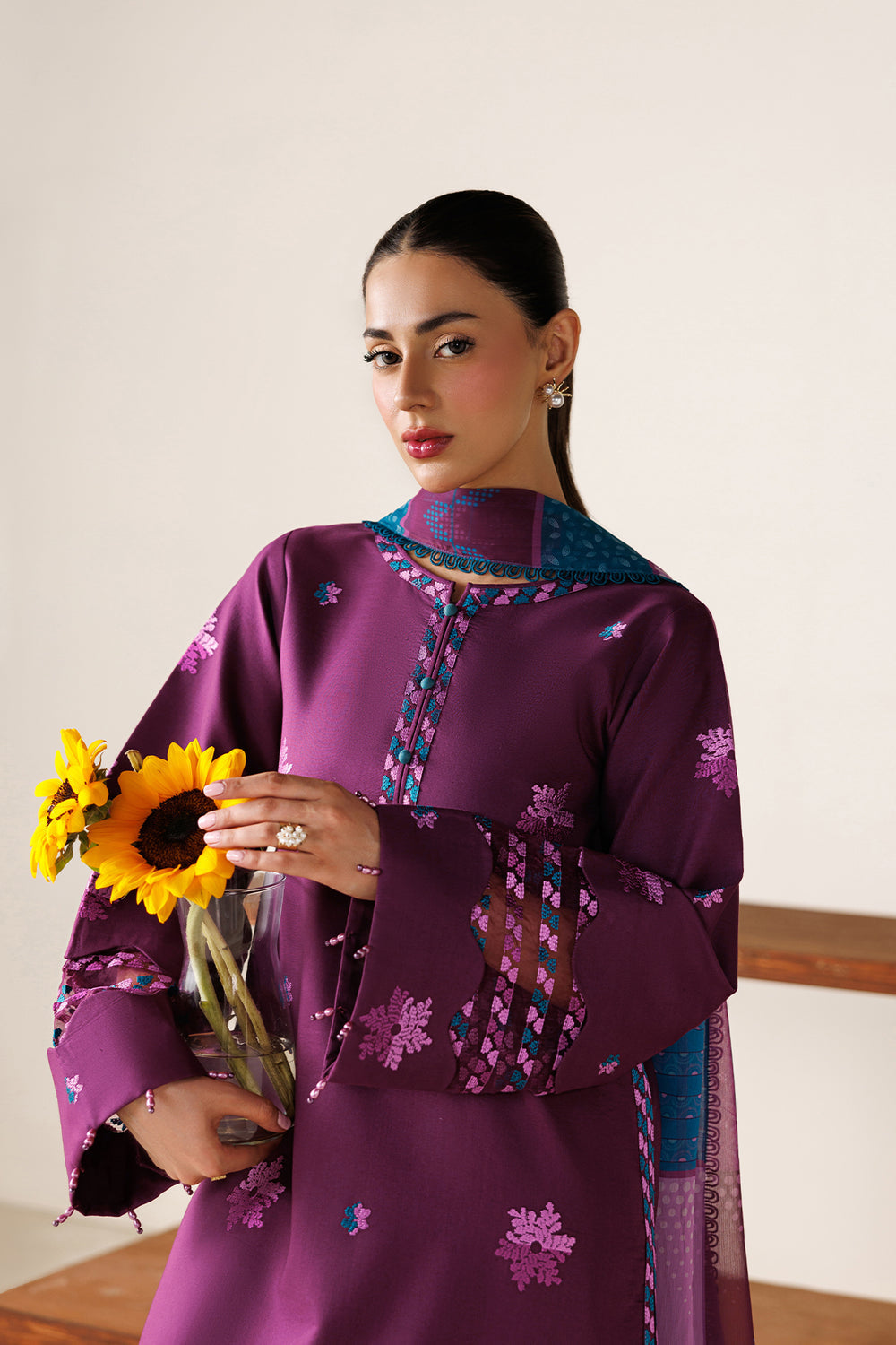 Farasha | Summer Melody 26 | Rose Muave - Casual Dress - available at Maria Faisal in UK and USA.