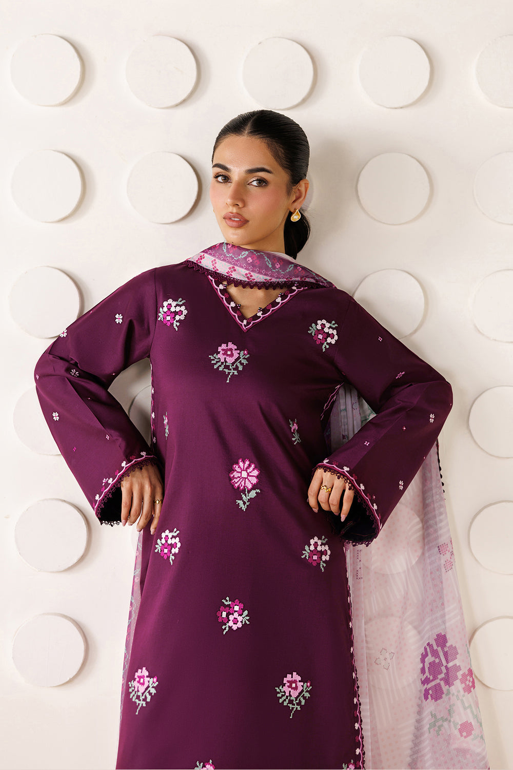 Farasha | Summer Melody 26 | Magenta Aura - Casual Dress - available at Maria Faisal in UK and USA.