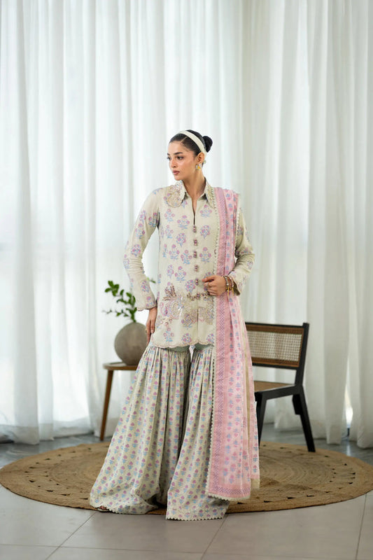 Wahaj M Khan | Sanam Luxe | Mint Élan GS - Luxury Dress - available at Maria Faisal in UK and USA.