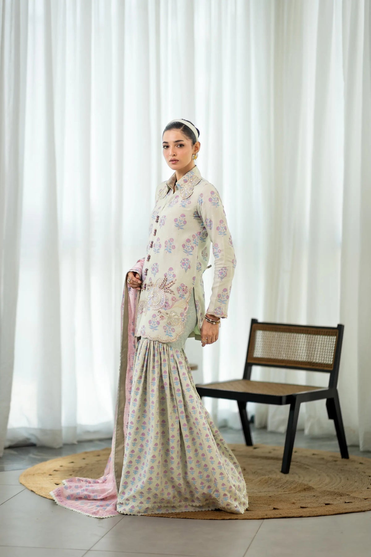Wahaj M Khan | Sanam Luxe | Mint Élan GS - Luxury Dress - available at Maria Faisal in UK and USA.