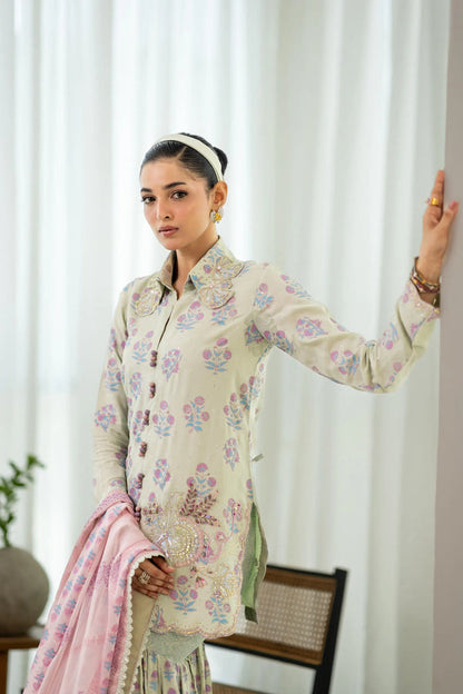 Wahaj M Khan | Sanam Luxe | Mint Élan GS - Luxury Dress - available at Maria Faisal in UK and USA.