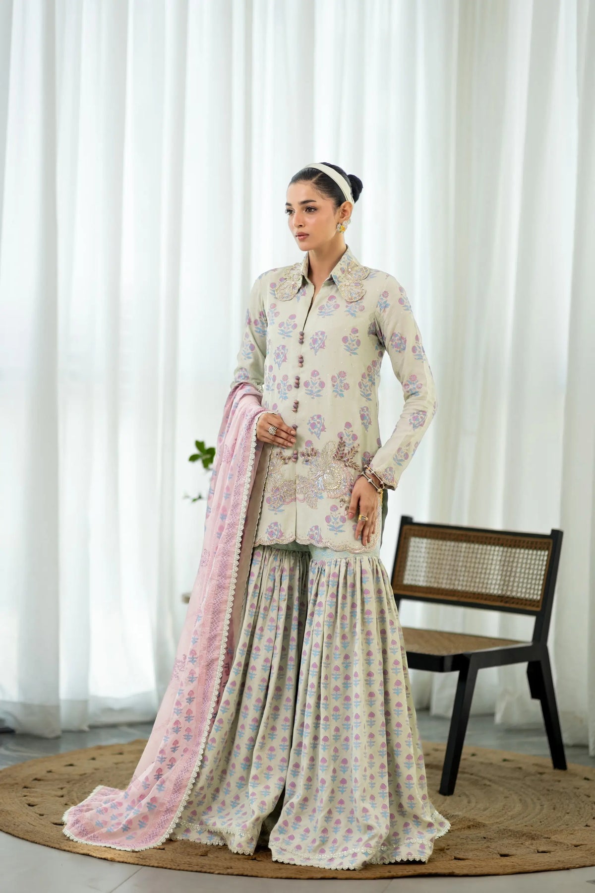 Wahaj M Khan | Sanam Luxe | Mint Élan GS - Luxury Dress - available at Maria Faisal in UK and USA.