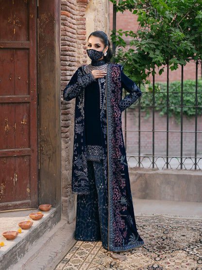 Flossie | Siara Velvet Formals | V-106 - B - Ladies Clothes - Maria Faisal