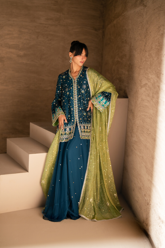 Sana Abbas | Zalea Formals | MEHR - Formal Dress - available at Maria Faisal in UK and USA.