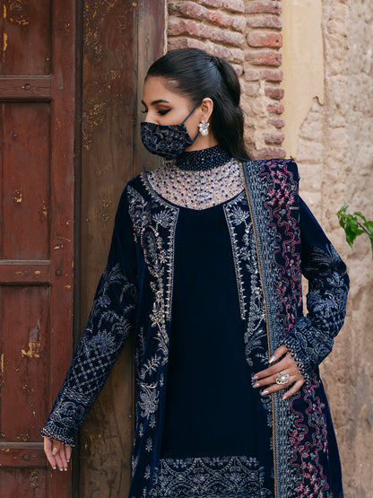 Flossie | Siara Velvet Formals | V-106 - B - Ladies Clothes - Maria Faisal