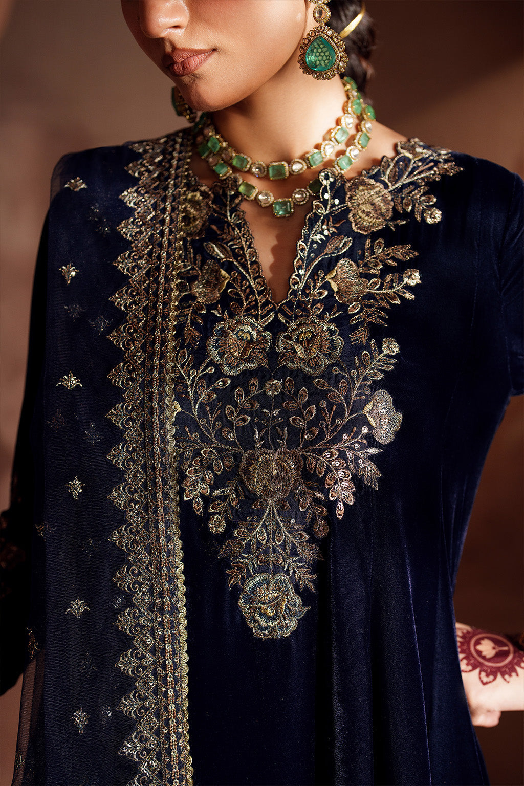 Iznik | Velvet 25 | IV-66 Embroidered Velvet - Formal Dress - available at Maria Faisal in UK and USA.