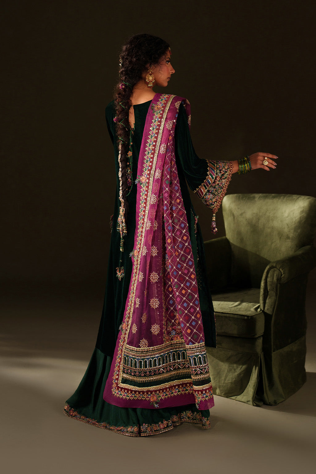 Iznik | Velvet 25 | IV-74 Embroidered Velvet - Formal Dress - available at Maria Faisal in UK and USA.