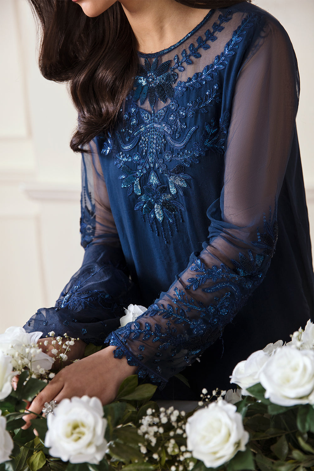 Baroque | Formals Collection | EMBROIDERED CHIFFON UF-292 - Formal Dress - available at Maria Faisal in UK and USA.
