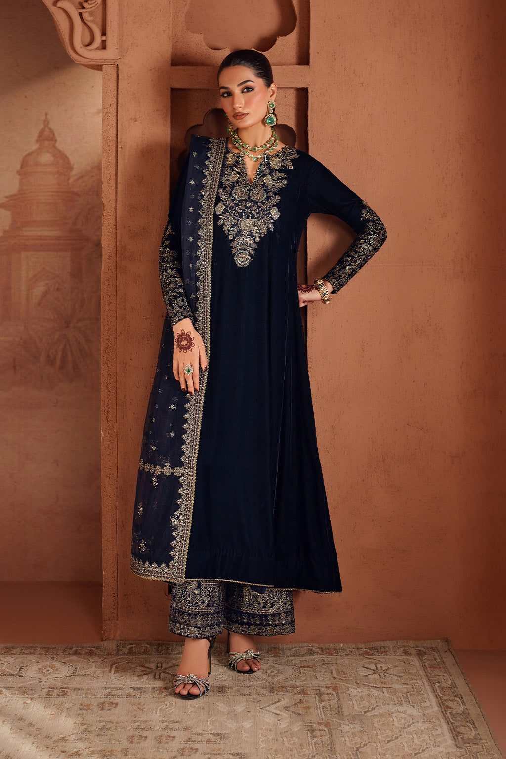 Iznik | Velvet 25 | IV-66 Embroidered Velvet - Formal Dress - available at Maria Faisal in UK and USA.