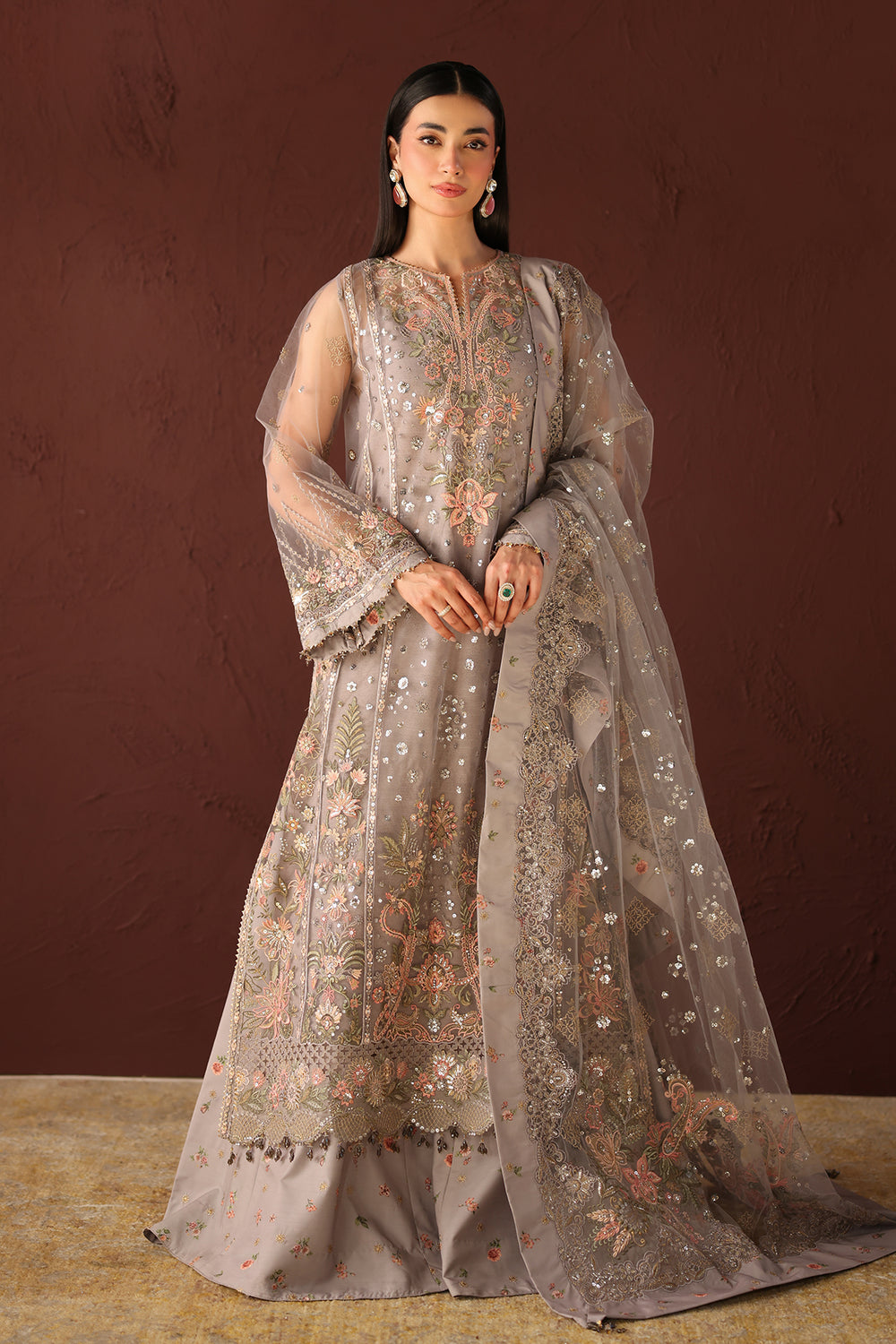 Baroque | Formals Collection | EMBROIDERED NET UF-4487 - Formal Dress - available at Maria Faisal in UK and USA.