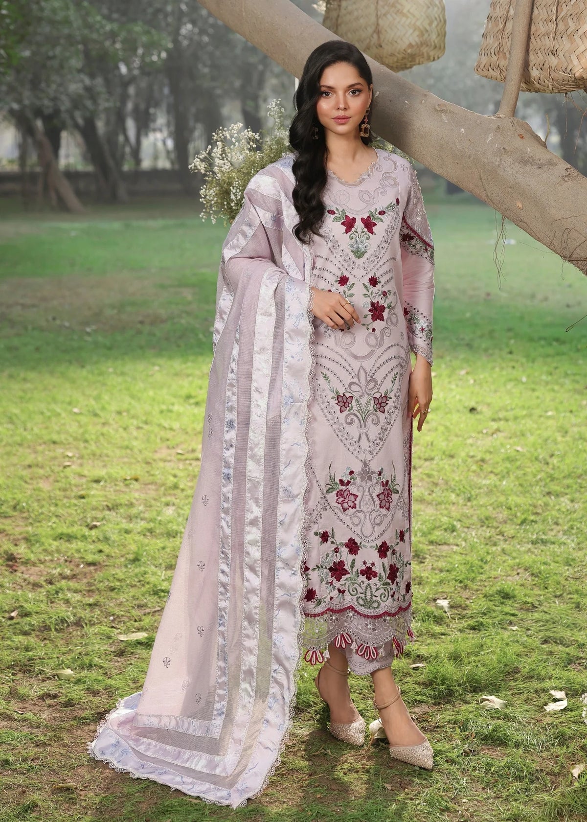 Sardinia | Tales of Petals | LAVENDAR HAZE - Luxury Dress - available at Maria Faisal in UK and USA.