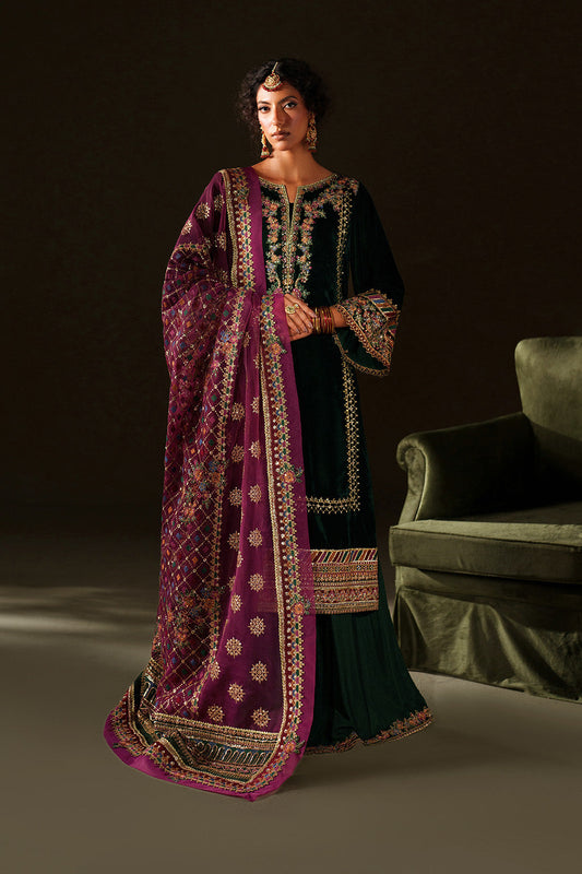 Iznik | Velvet 25 | IV-74 Embroidered Velvet - Formal Dress - available at Maria Faisal in UK and USA.