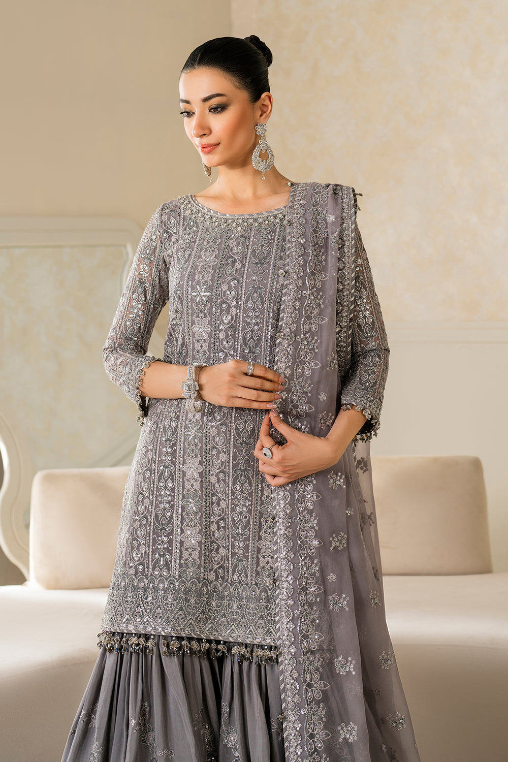 Baroque | Formals Collection | EMBROIDERED CHIFFON UF-4161 - Formal Dress - available at Maria Faisal in UK and USA.