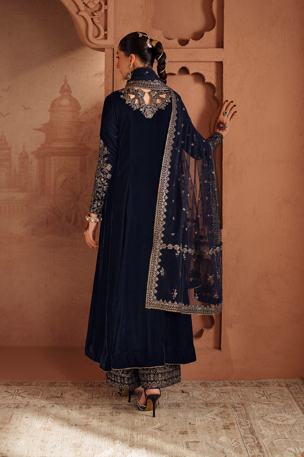 Iznik | Velvet 25 | IV-66 Embroidered Velvet - Formal Dress - available at Maria Faisal in UK and USA.