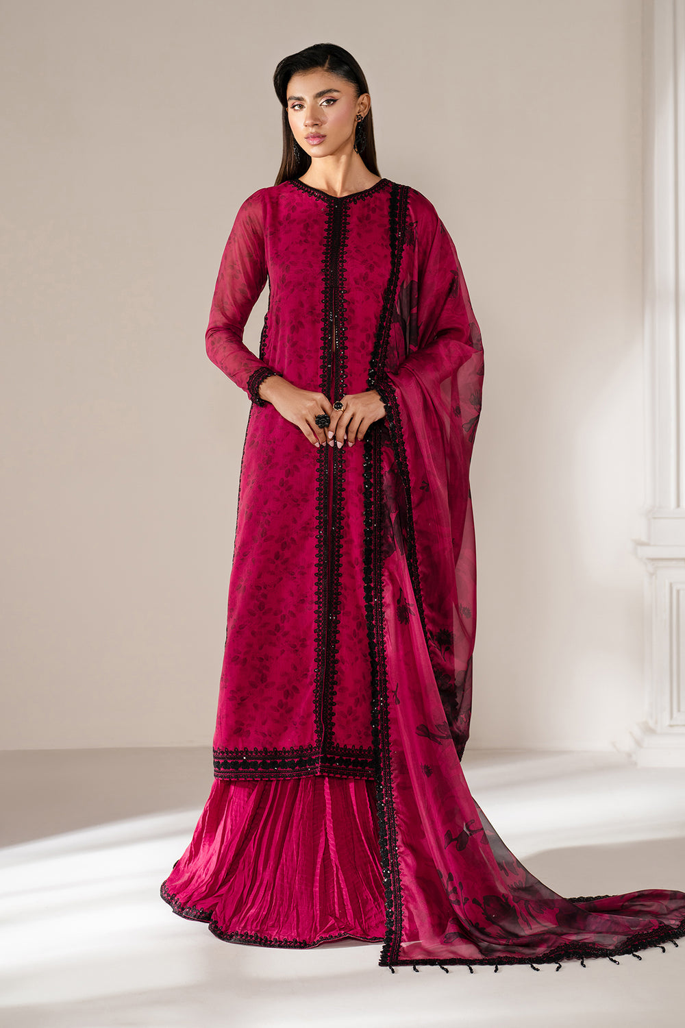 Baroque | Formals Collection | EMBROIDERED CHIFFON UF-4138 - Formal Dress - available at Maria Faisal in UK and USA.