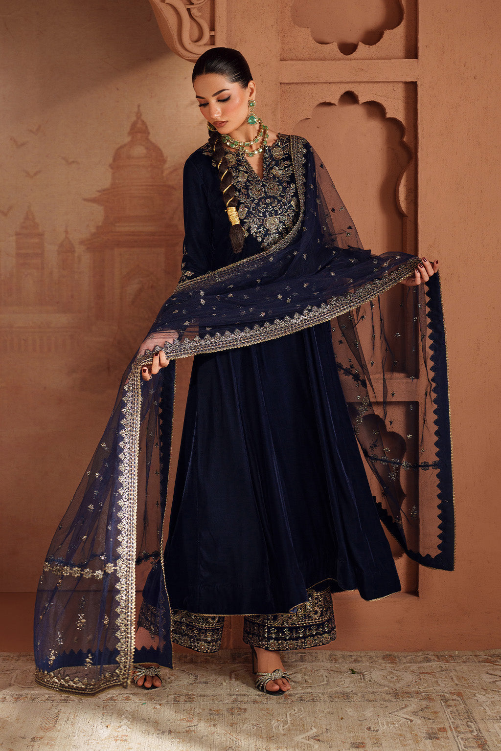 Iznik | Velvet 25 | IV-66 Embroidered Velvet - Formal Dress - available at Maria Faisal in UK and USA.