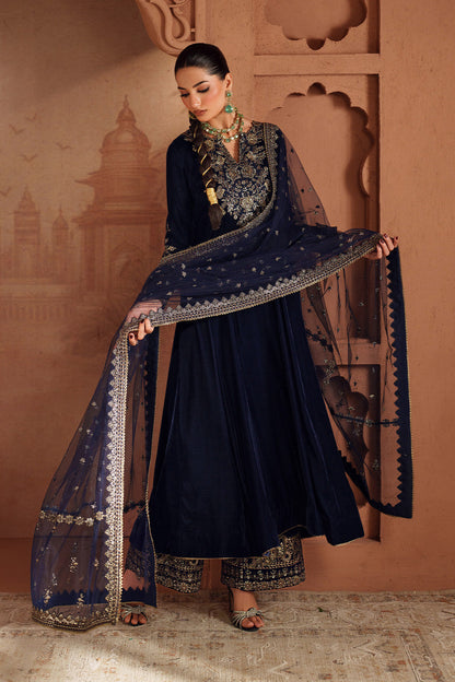 Iznik | Velvet 25 | IV-66 Embroidered Velvet - Formal Dress - available at Maria Faisal in UK and USA.