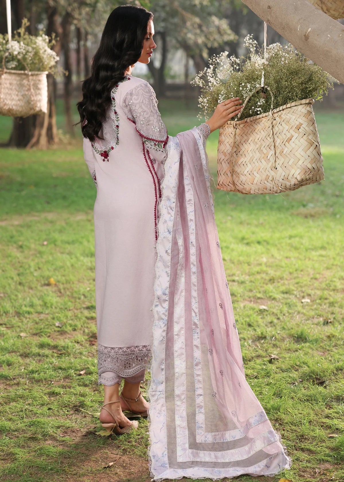 Sardinia | Tales of Petals | LAVENDAR HAZE - Luxury Dress - available at Maria Faisal in UK and USA.