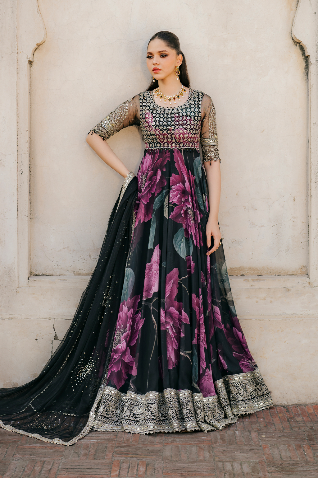 Iznik | Formal Wear | UE-321 - Dress - available at Maria Faisal in UK and USA.