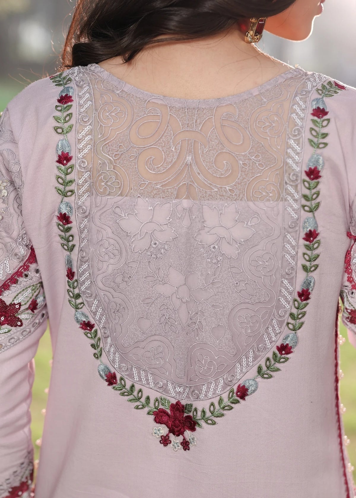 Sardinia | Tales of Petals | LAVENDAR HAZE - Luxury Dress - available at Maria Faisal in UK and USA.