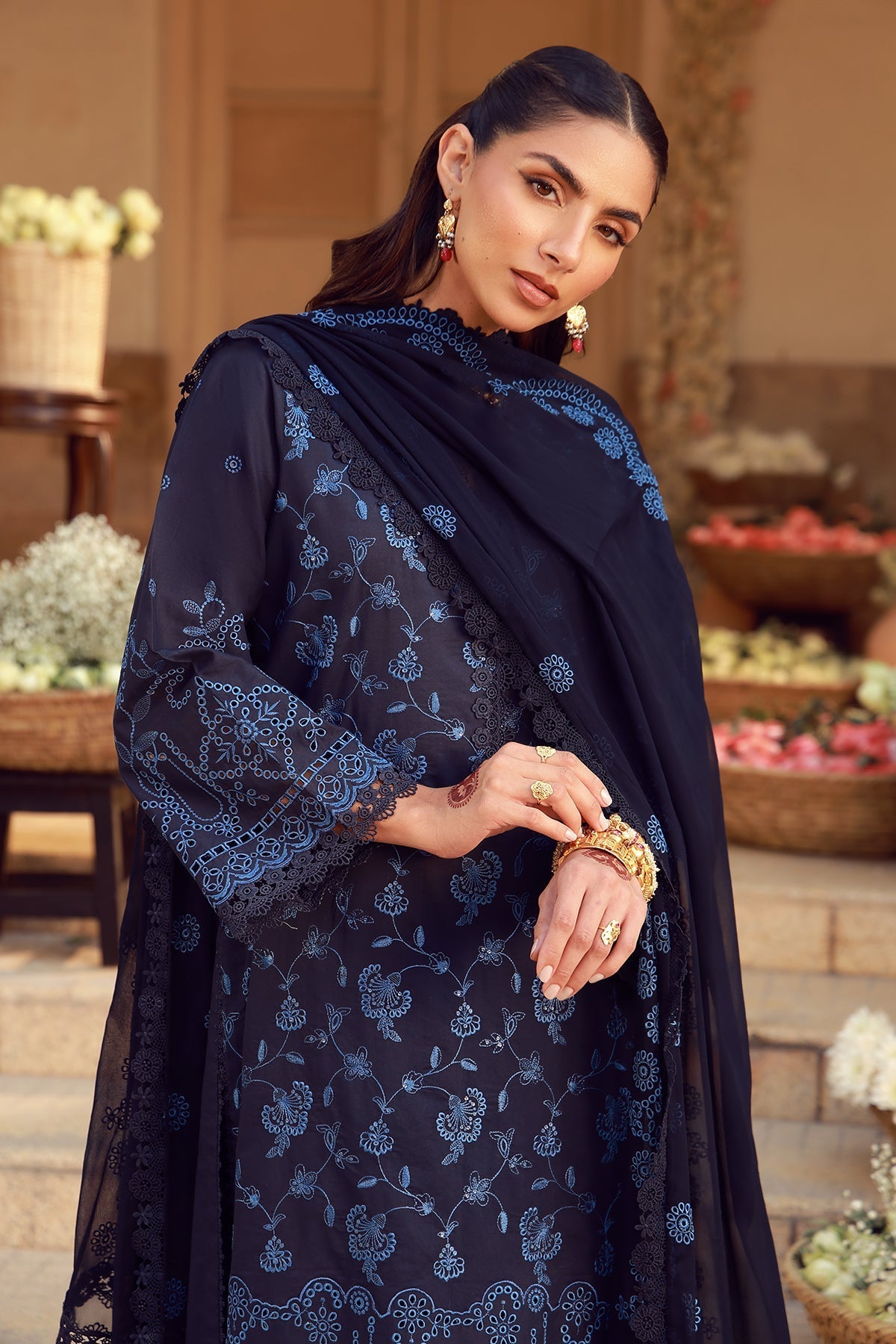 Sahar | Festive Edit 26 | Nocturne Indigo - Luxury Dress - available at Maria Faisal in UK and USA.