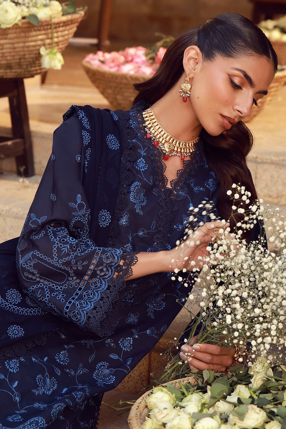 Sahar | Festive Edit 26 | Nocturne Indigo - Luxury Dress - available at Maria Faisal in UK and USA.