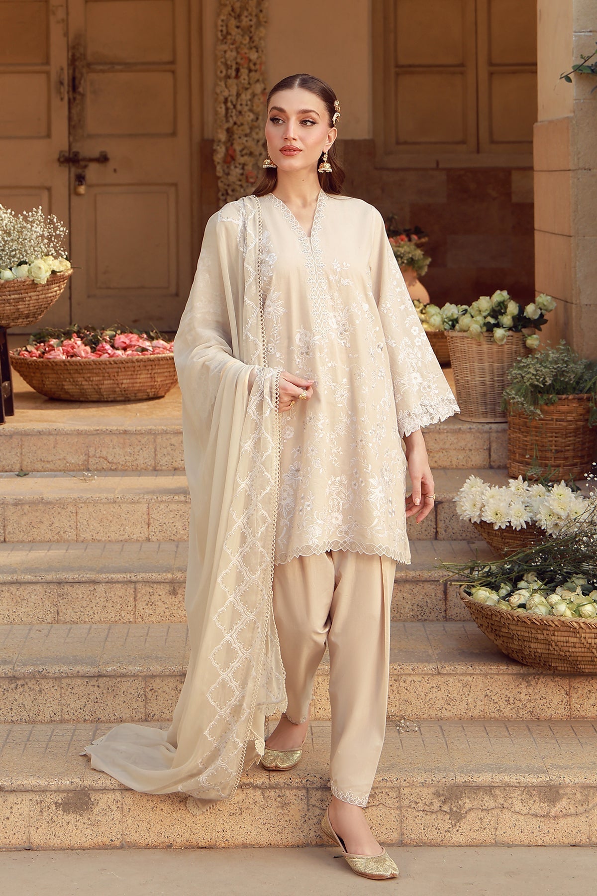 Sahar | Festive Edit 26 | Ivory Mirage - Luxury Dress - available at Maria Faisal in UK and USA.