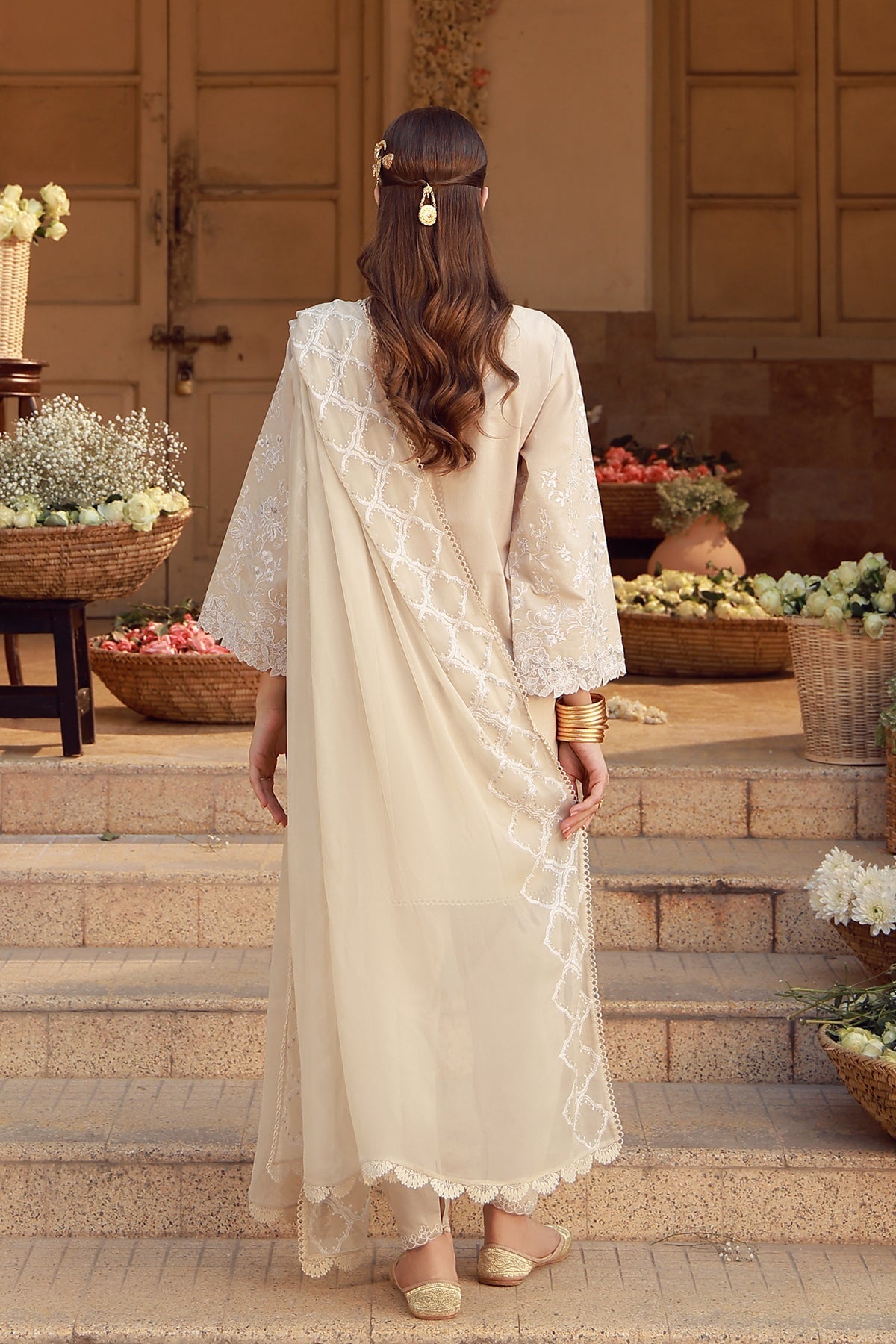 Sahar | Festive Edit 26 | Ivory Mirage - Luxury Dress - available at Maria Faisal in UK and USA.